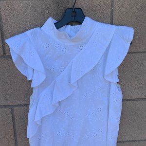McGuire Sorbonne Ruffle Eyelet Top in White - Size Medium